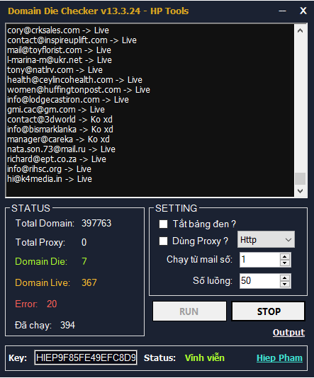 Tool Check Domain Die